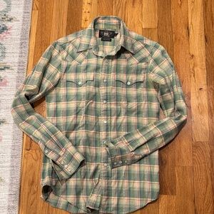 Ralph Lauren Double RL Olive and Beige Plaid Shirt